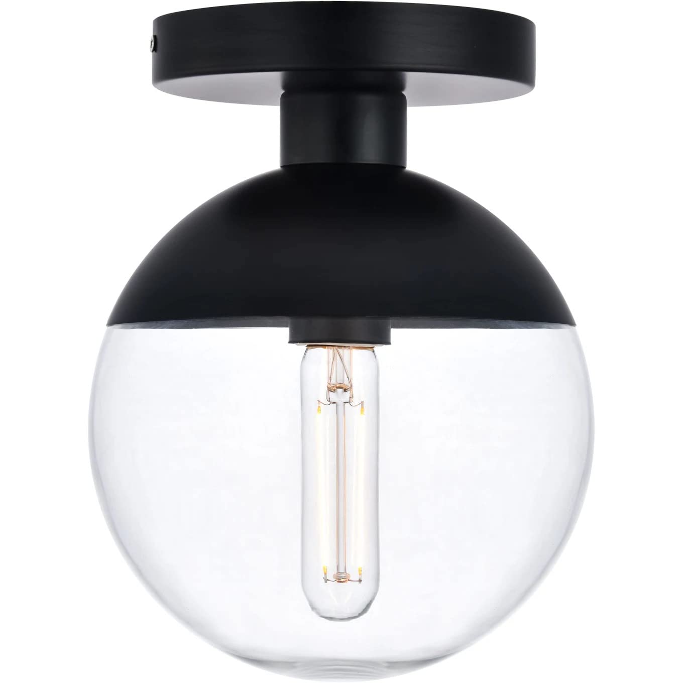 Eclipse 1 Light Black Flush Mount With Clear Glass