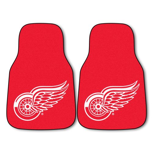 Fanmats 10286 Nhl Detroit Red Wings Front Row Nylon Carpet Car Mat - 2 Piece