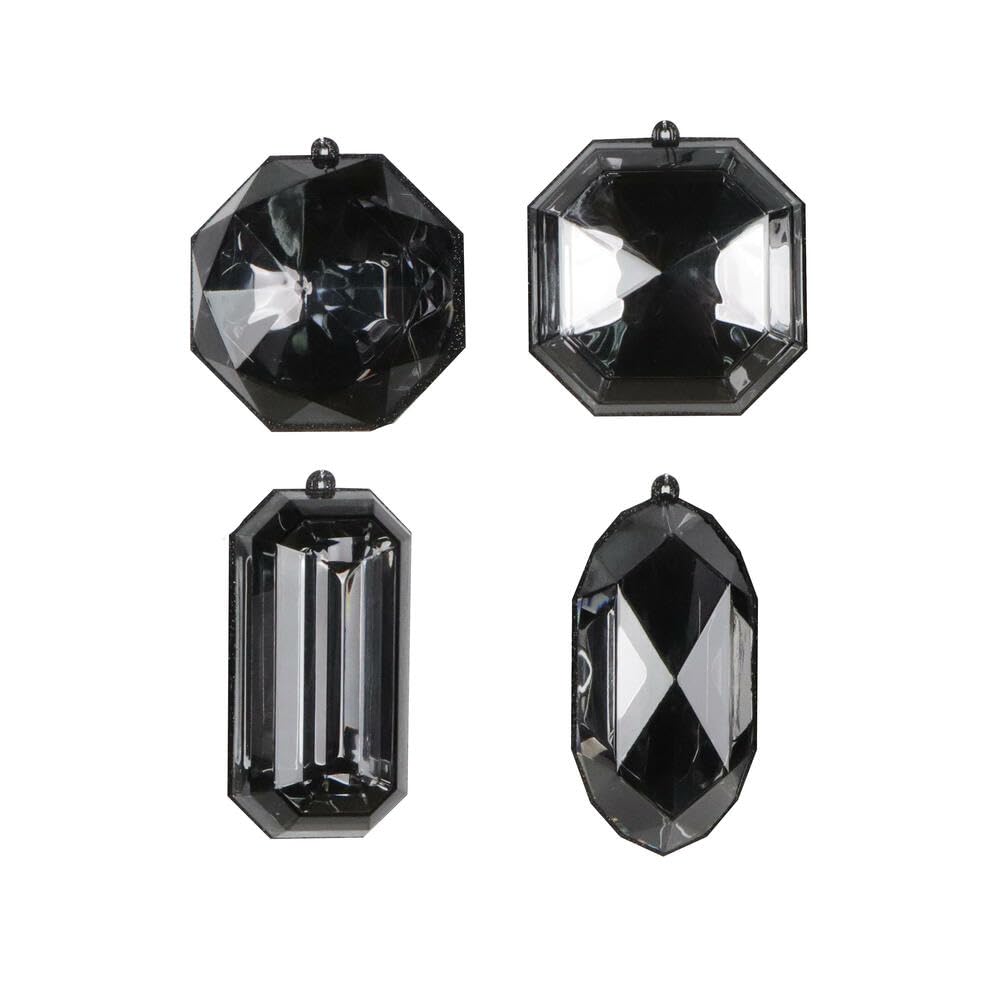 Casafoyer 4-5” Black Jewel Glitter Orn Assort 4/Bg - (Pack Of 2)