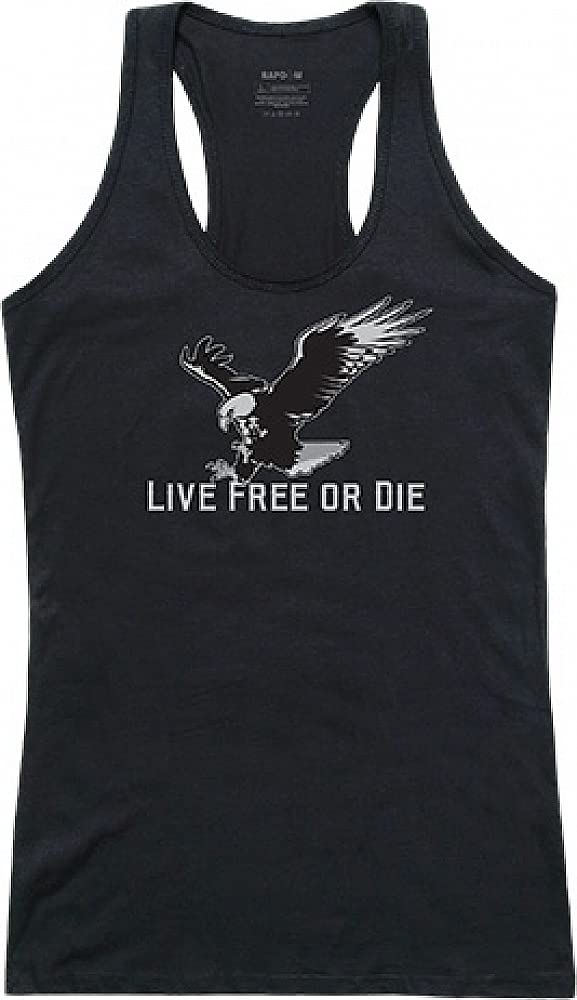Womens Graphic Tank, Live Free, Black, M