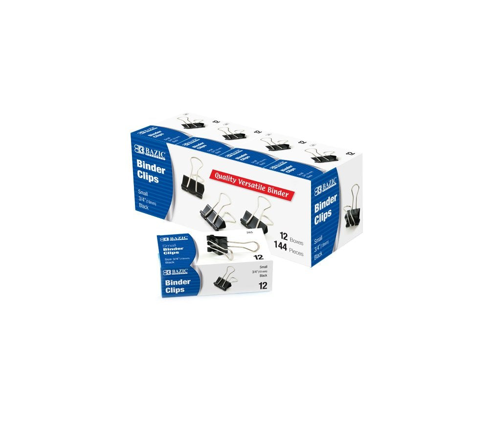 Bazic Small 34-Inch (19Mm) Black Binder Clip - 12Box (265-12)