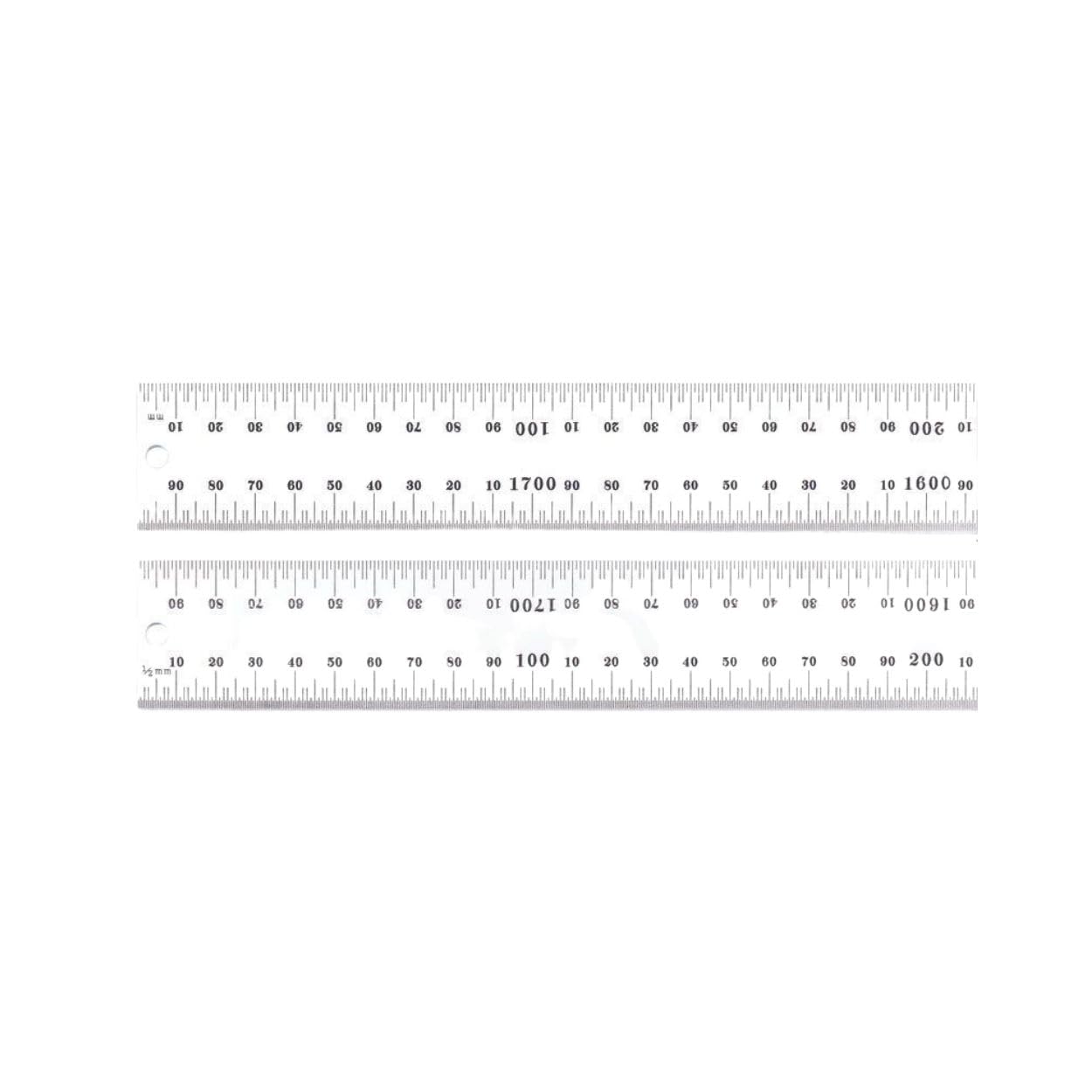 C635-1800MM 1800mm Heavy Spring-Tempered Steel Rule with Millimeter Graduations, Graduations at mm and 1/2mm on Both Sides