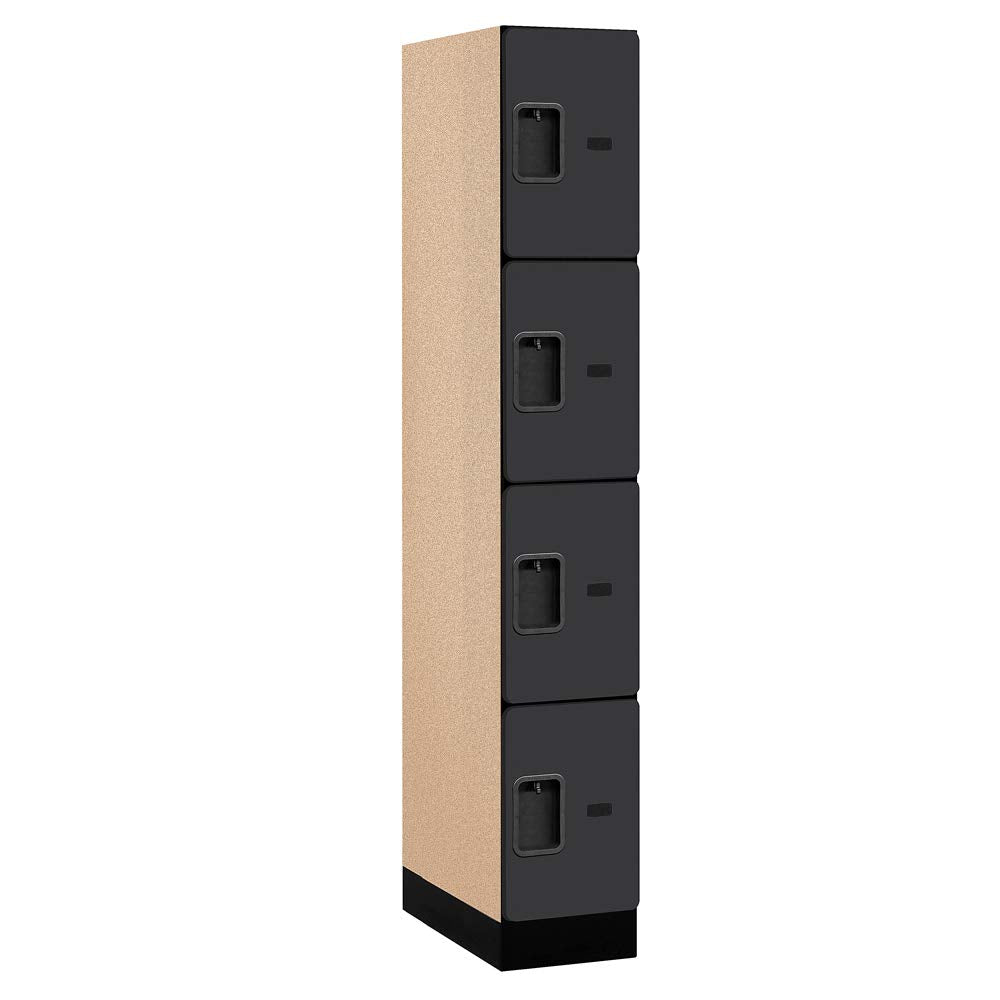 12 Wide Four Tier Designer Wood Locker - 1 Wide - 6 Feet High - 21 Inches Deep - Black