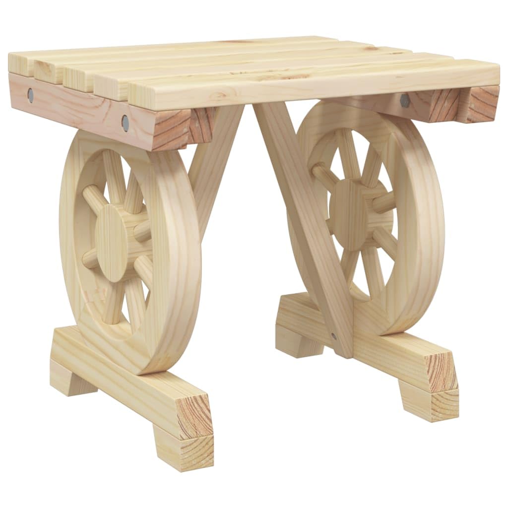 Vidaxl Solid Wood Fir Patio Footstool - 15.7'X14.4'X15.2' - Versatile Outdoor Ottoman/Coffee Table In Wagon Wheel Style For Garden/Terrace