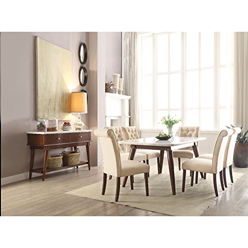 Benjara Benzara Astonishing Dining Table, White And Brown, One,