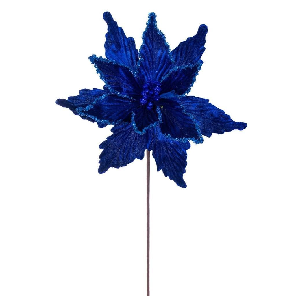 Casafoyer Vibrant Blue Poinsettia Artificial Flower Sprays - 6 Pack ( Pack of 2 )