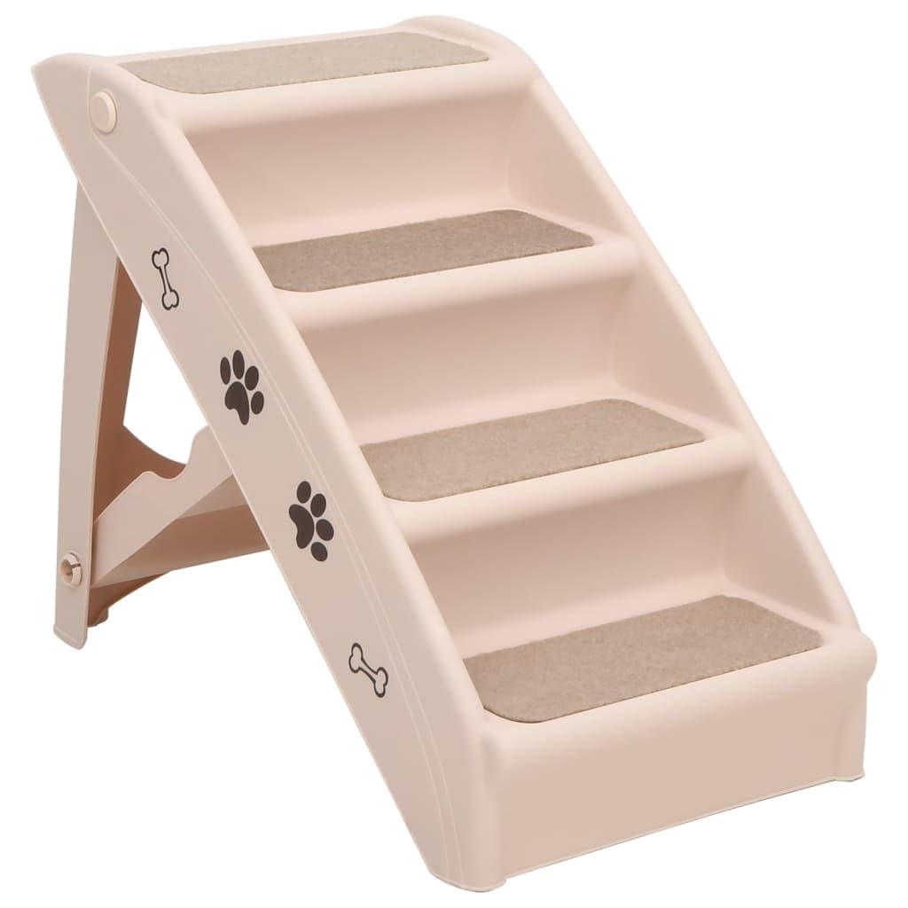 vidaXL Folding Dog Stairs Cream 24.4x15.7"x19.5"