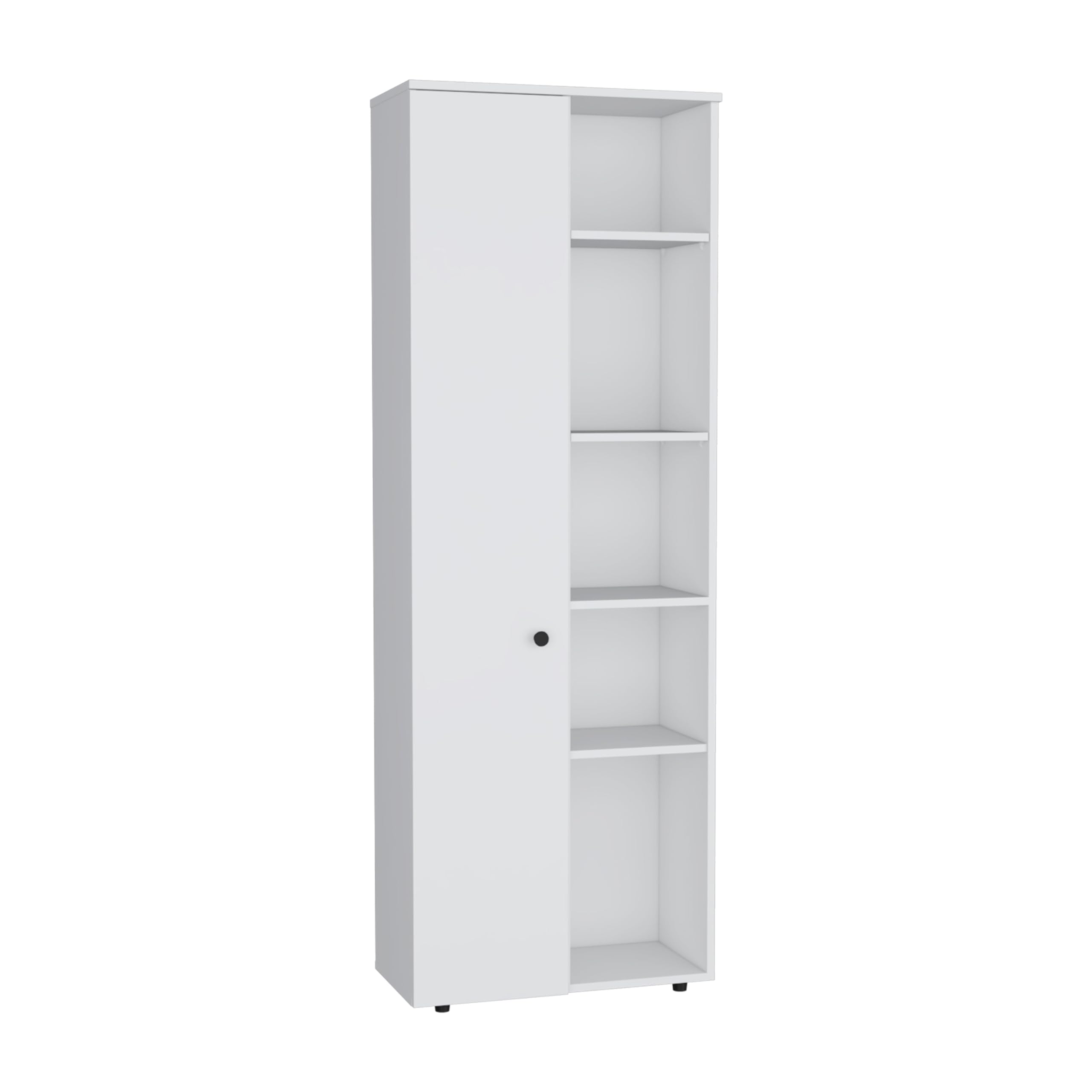 Hoyt Kitchen Pantry Storage Cabinet With and Five Interior and Exterior Shelves White