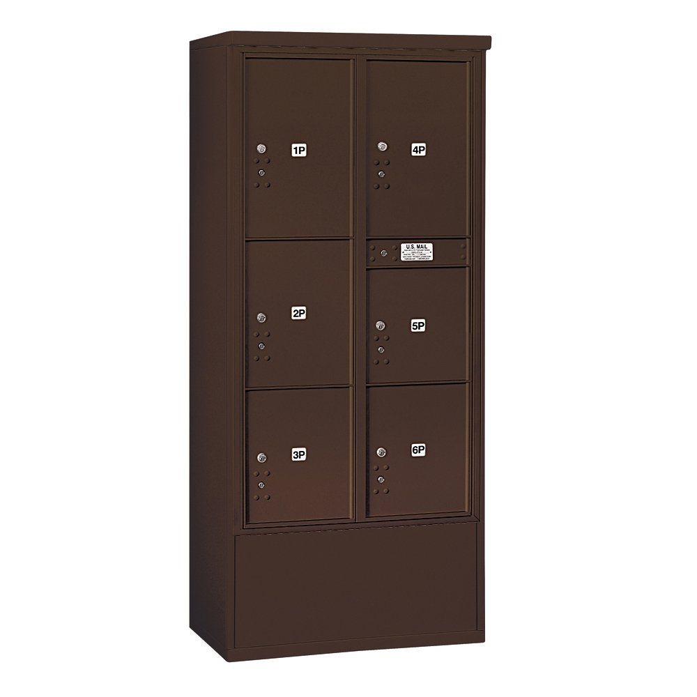 Maximum Height Free-Standing 4C Horizontal Parcel Locker with 6 Parcel Lockers in Bronze with USPS Access