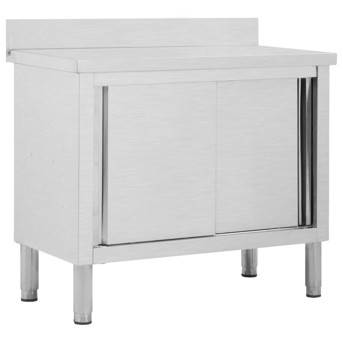 Vidaxl Work Table With Sliding Doors 39.4'X19.7'X37.4' Stainless Steel