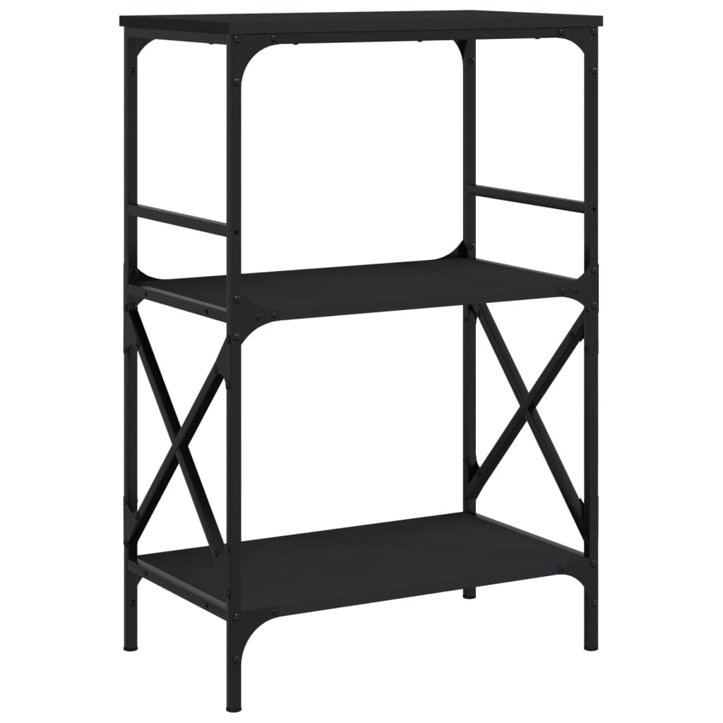 vidaXL Bookcase 3-Tier Black 23.2x13.8"x35.6" Engineered Wood"