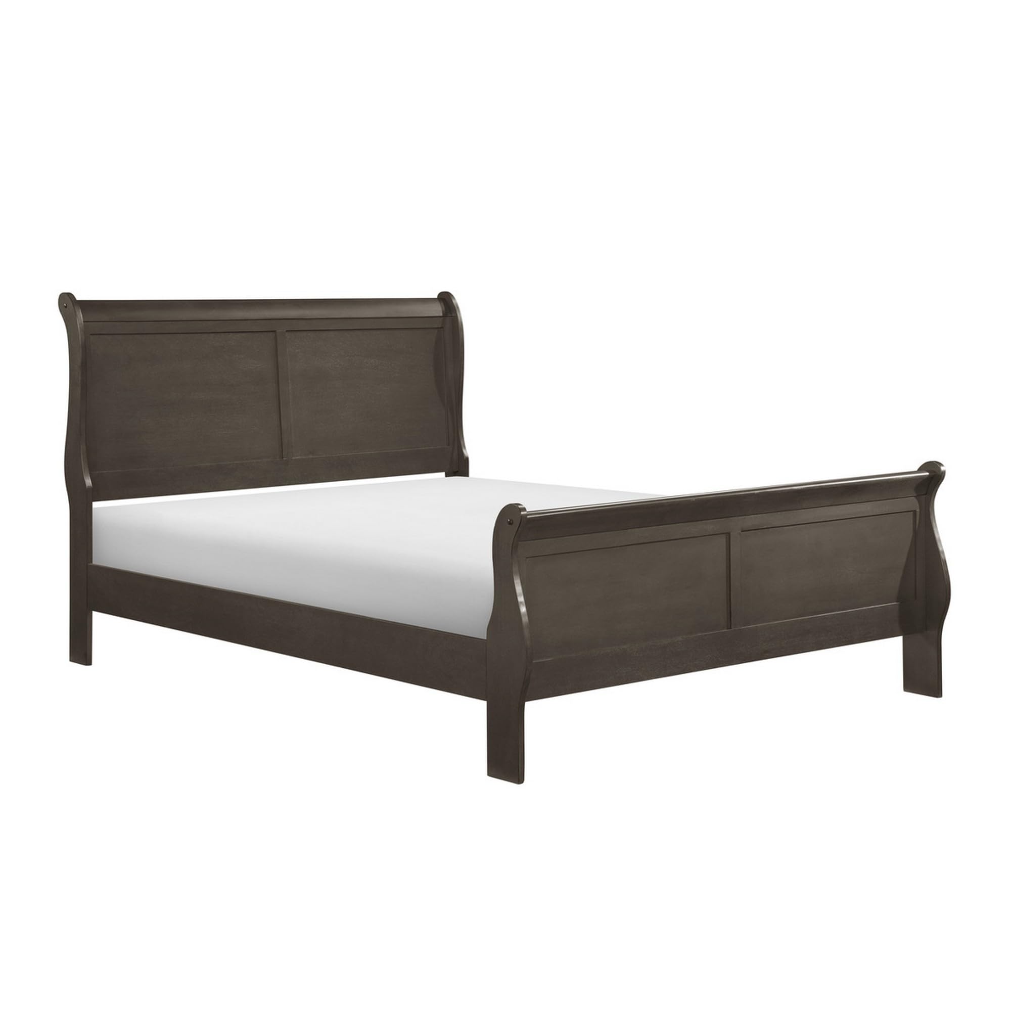 Gage Traditional Full Size Sleigh Bed, Wood Frame, Smooth Dark Gray Finish
