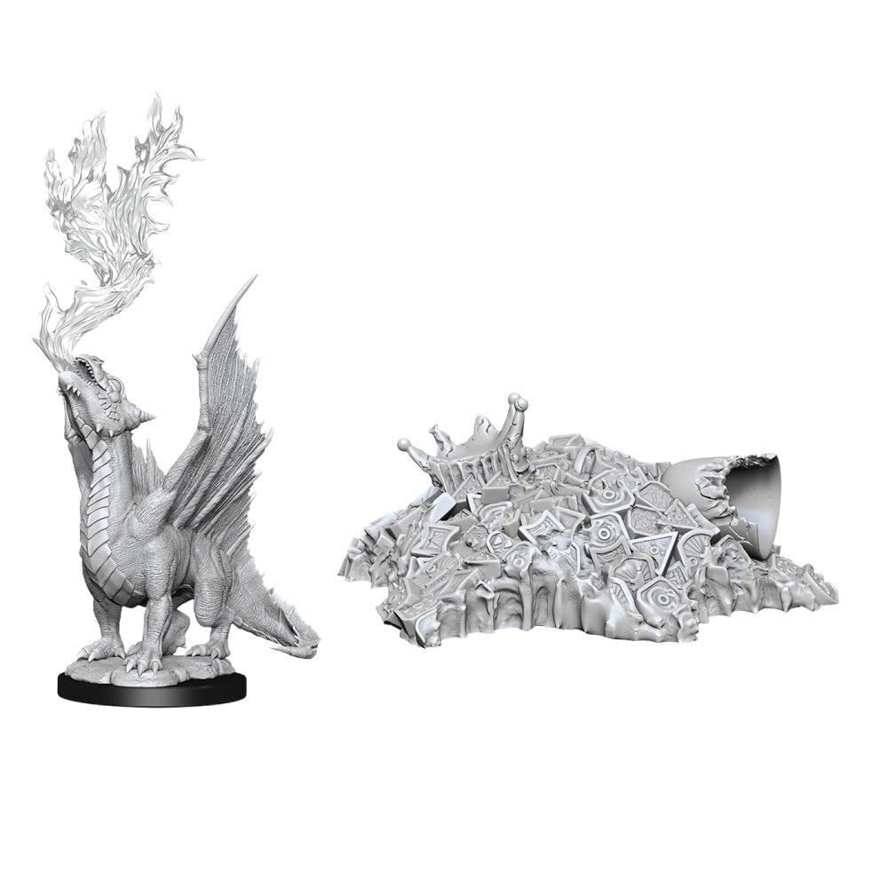 D&D: Nolzurs Marvelous Minis: Gold Dragon Wyrmling & Small Treasure Pile W11 (Unpainted)