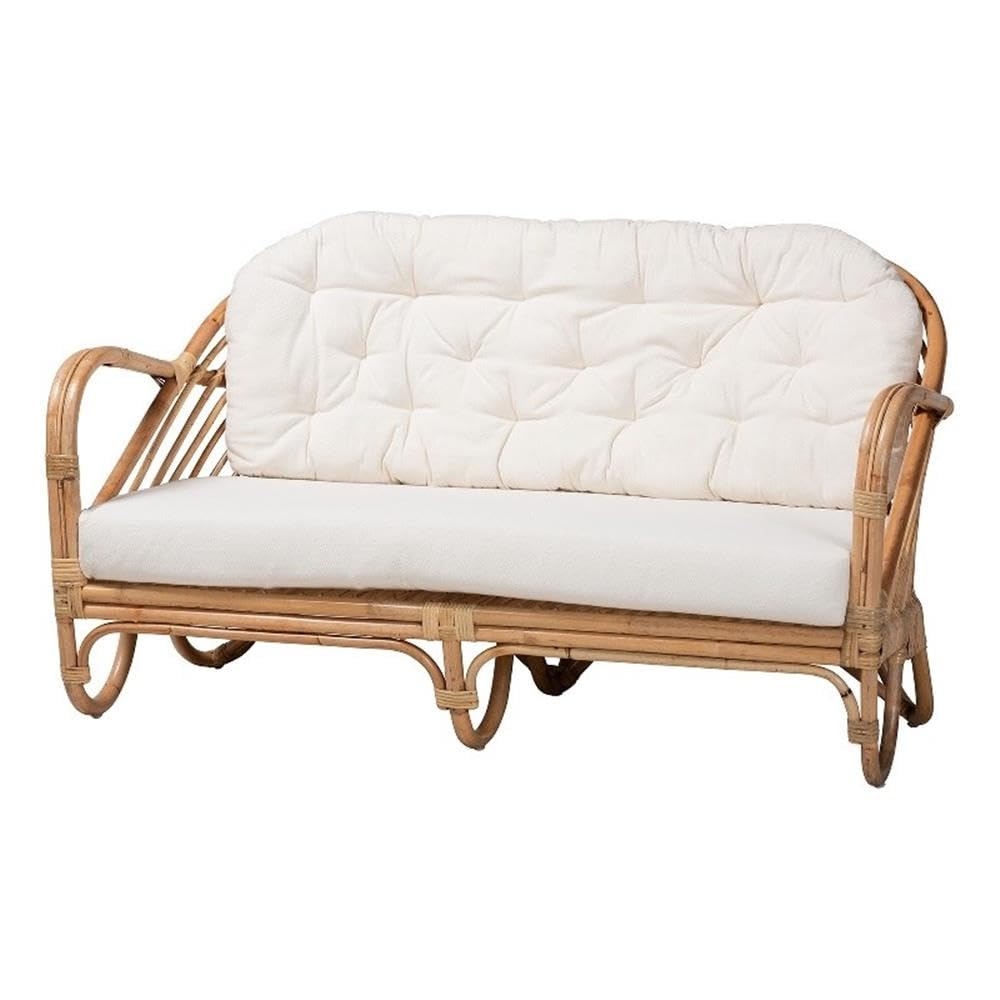 Baxton Studio Aliane Modern Bohemian Natural Brown Antique Rattan Loveseat