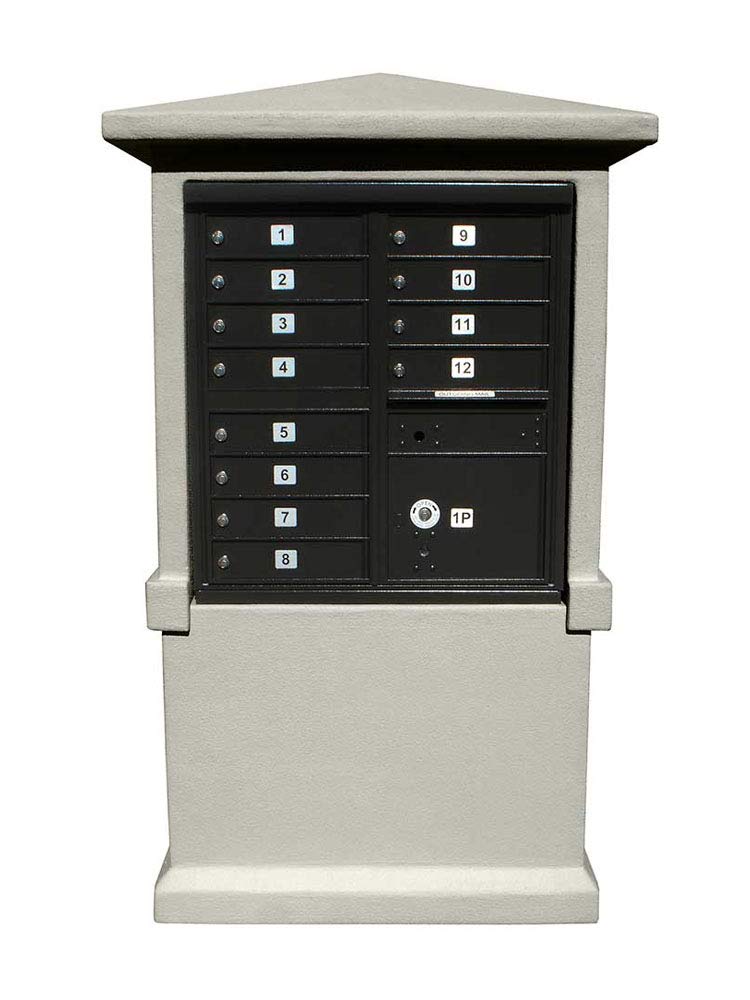 Estateview stucco CBU Mailbox Center, TALL pedestal (column only) in Slate Gray Color