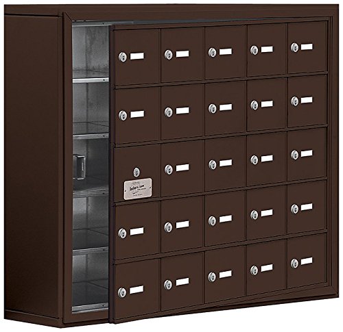 Surface Mounted Cell Phone Storage Locker with 25 A Doors (24 usable) in Bronze - Keyed Locks