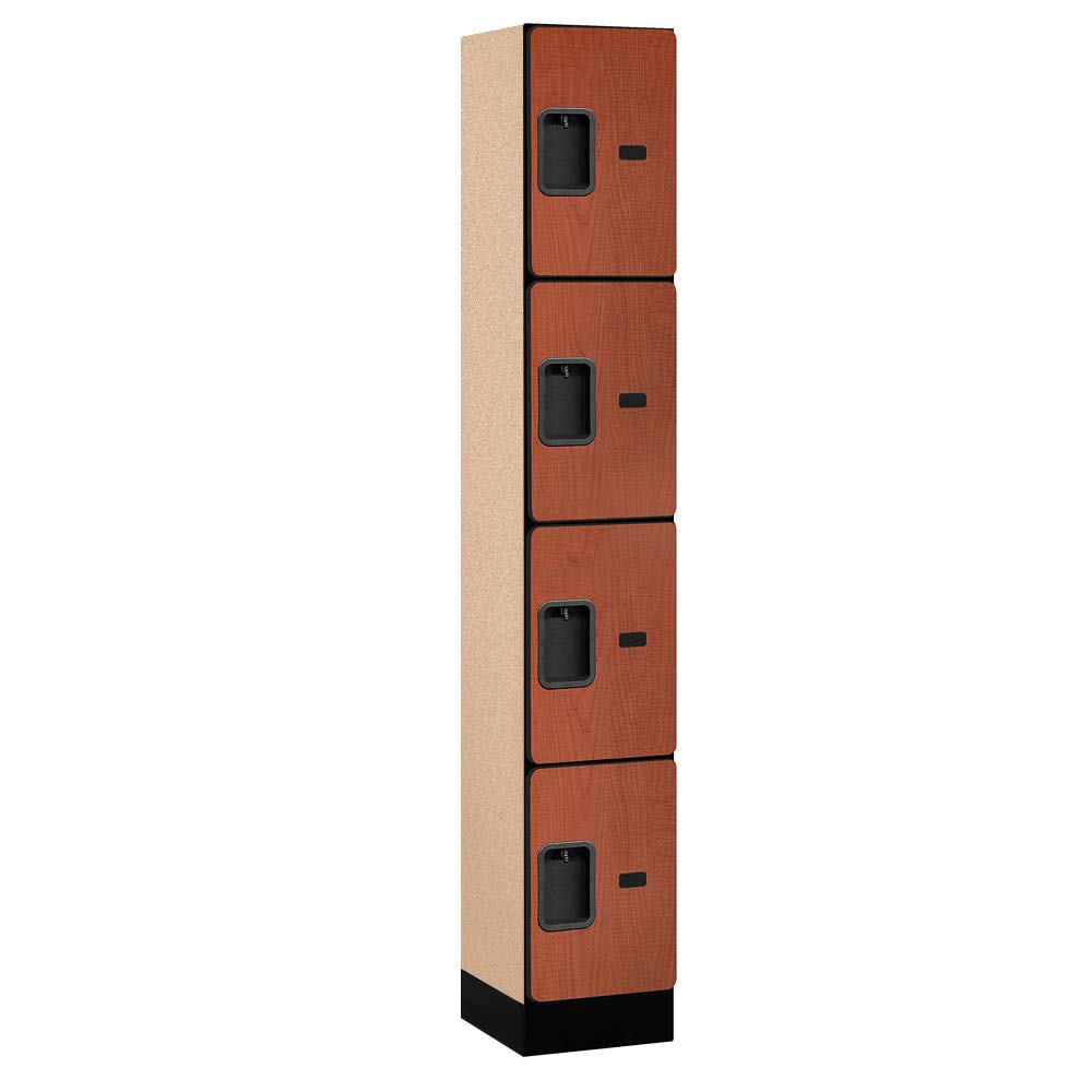 12 Wide Four Tier Designer Wood Locker - 1 Wide - 6 Feet High - 15 Inches Deep - Cherry