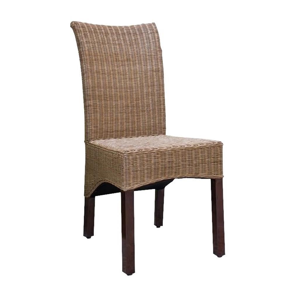 Campbell Rattan Wicker Stained Finish Dining Chair with Mahogany Hardwood Frame - Salak Brown
