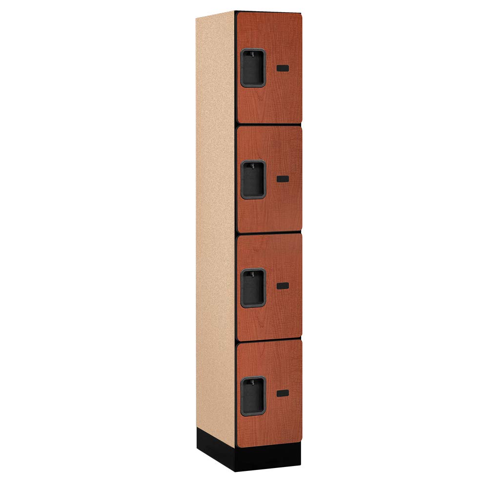 12 Wide Four Tier Designer Wood Locker - 1 Wide - 6 Feet High - 18 Inches Deep - Cherry