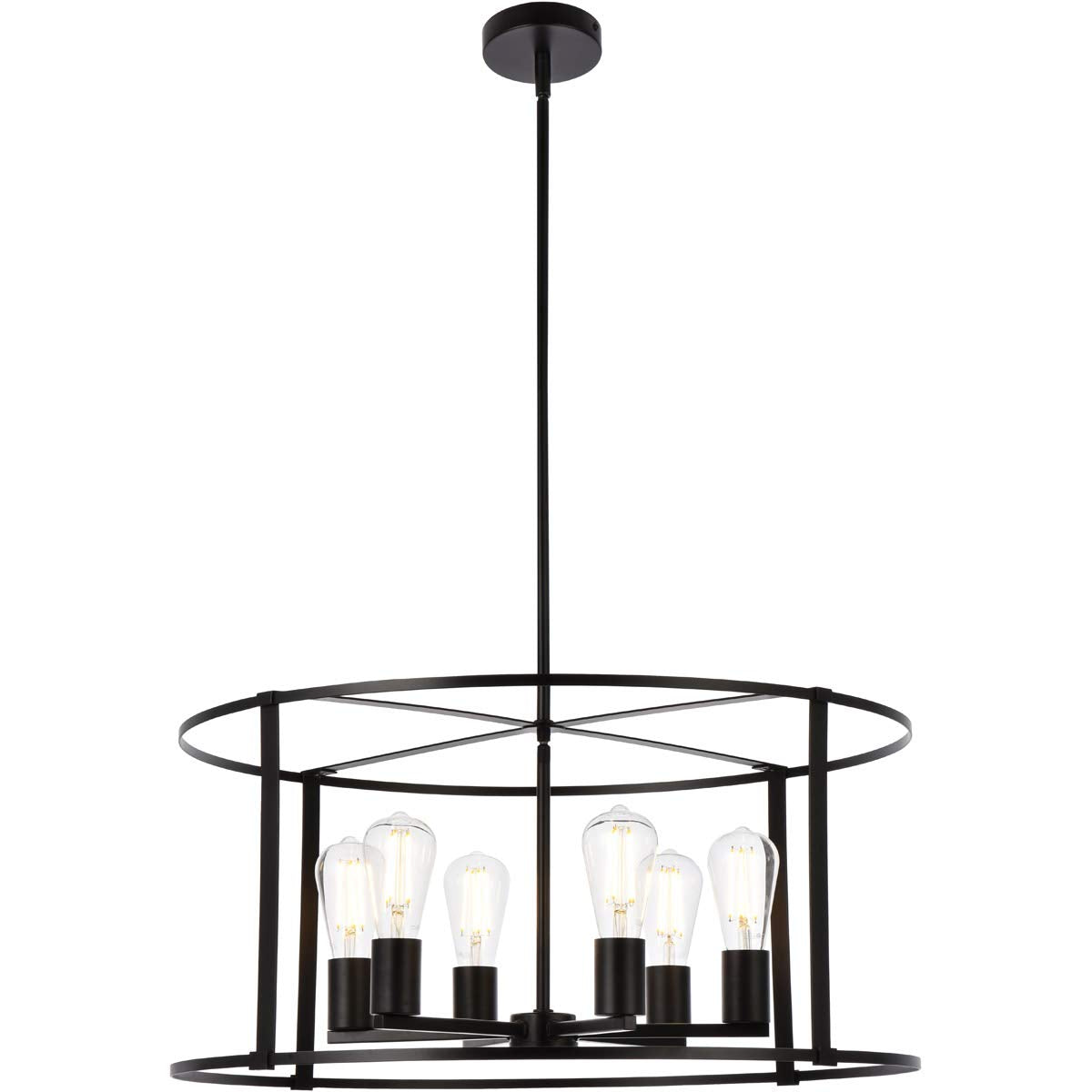 Elegant Lighting Living District Agnys 6 Lights Pendant In Black