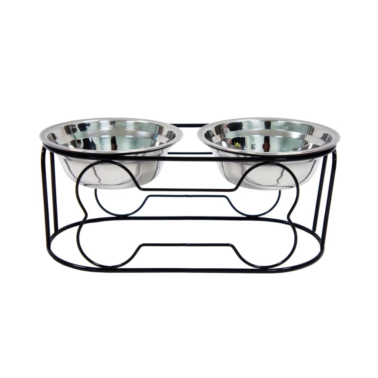 5″ Wrought Iron Stand with Small Double Stainless Steel Feeder Bowls. Capacity: 500mL Each Bowl