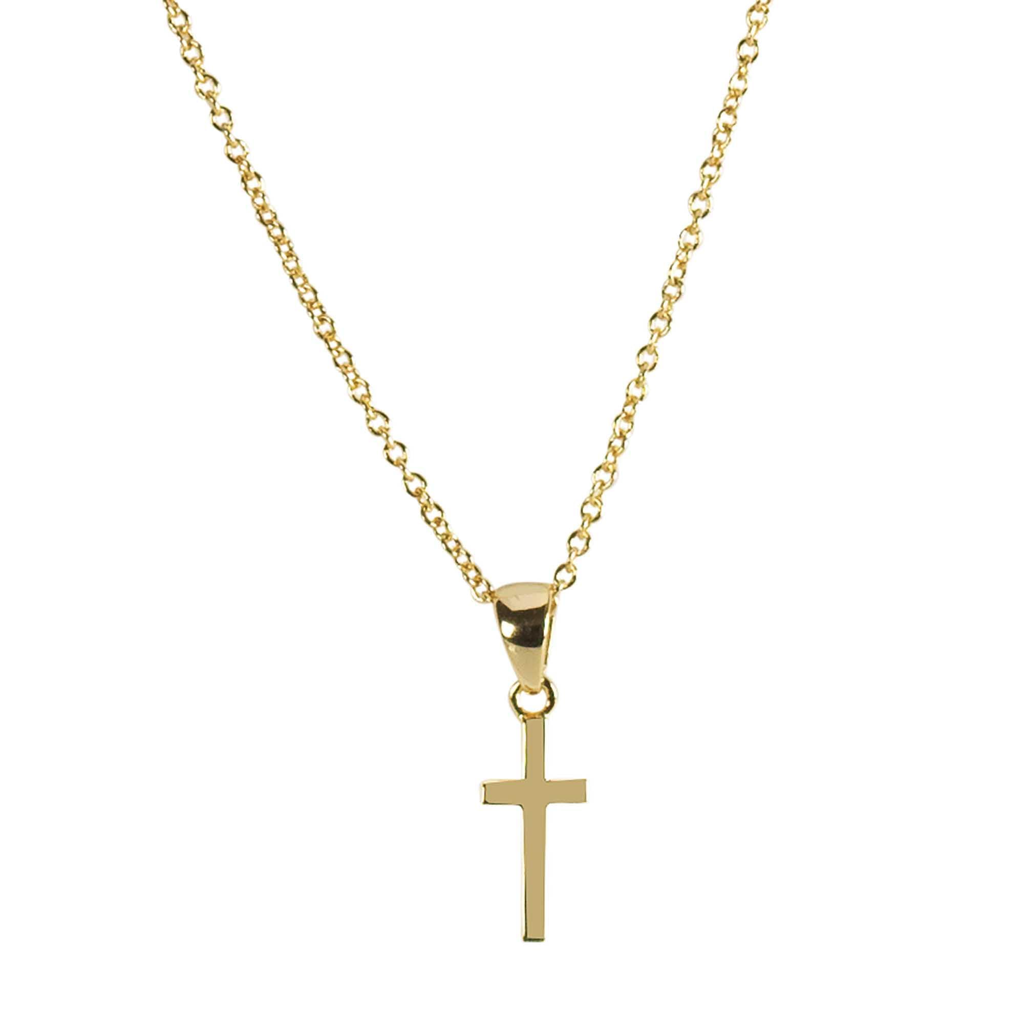 Necklace Mini Box Cross Plated 18In