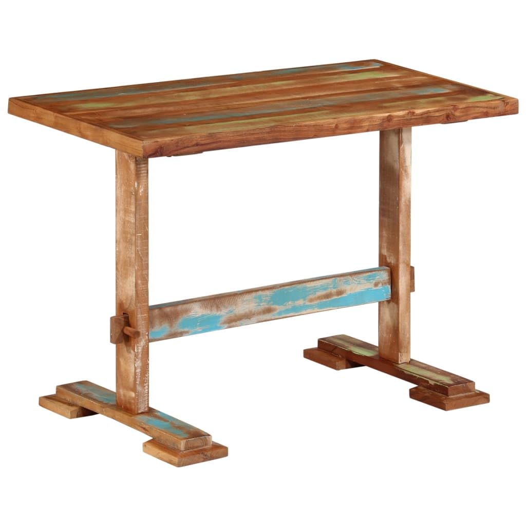 Vidaxl Reclaimed Solid Wood Dining Table - Unique Handcrafted Kitchen Table 43.3'X21.7', Eco-Conscious Brown Rectangular Table With Stable Wooden Legs For Home Dining Area