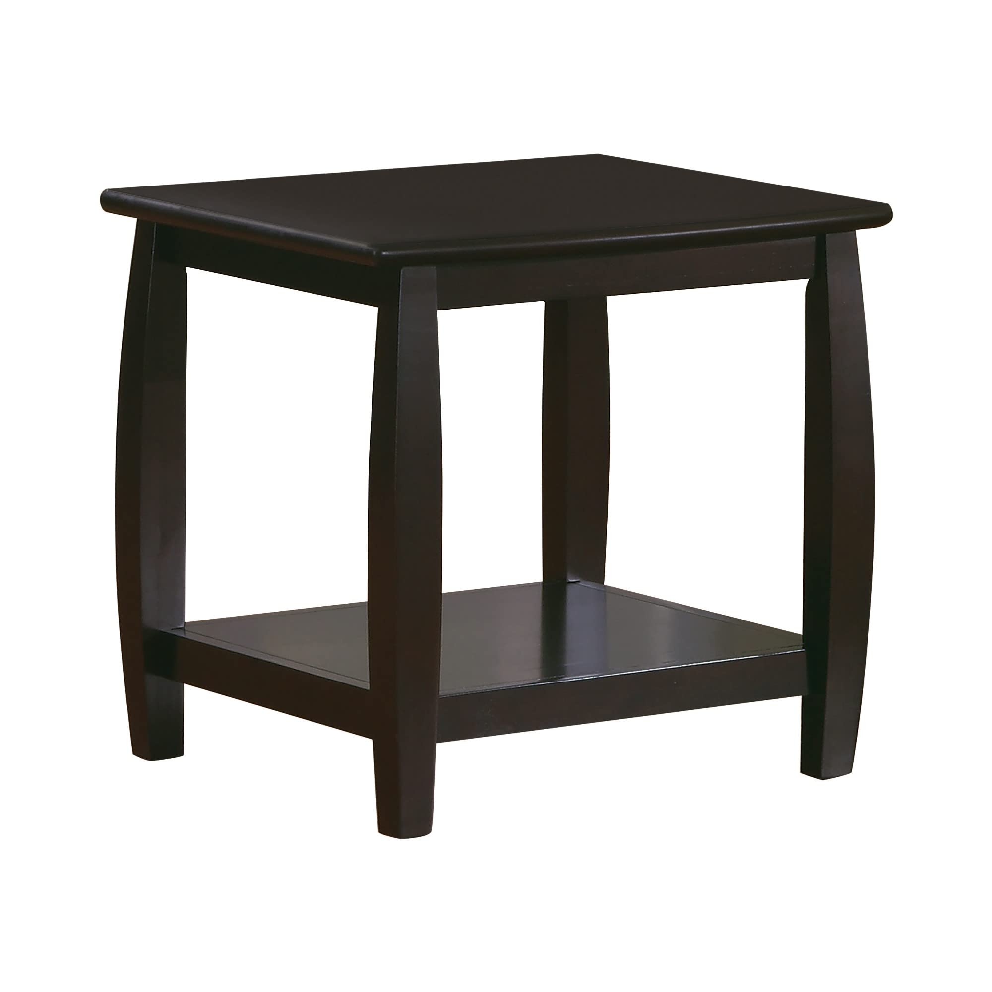 Benzara Contemporary Style Solid Wood End Table With Slightly Rounded Shape, Dark Brown