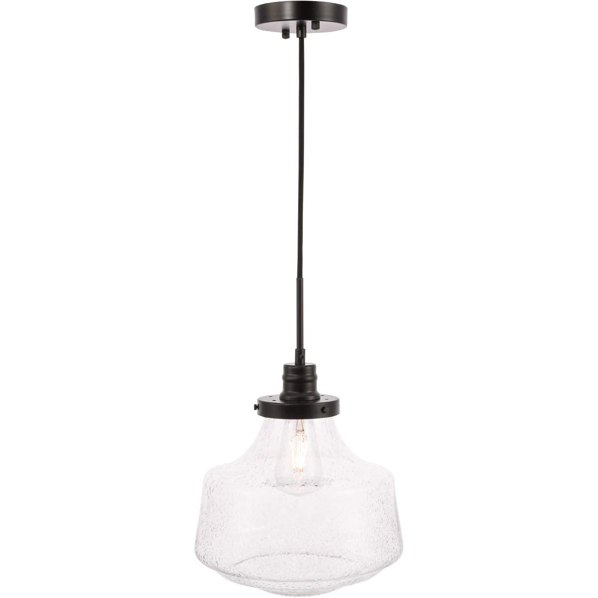 Lyle 1 light Black and Clear seeded glass pendant