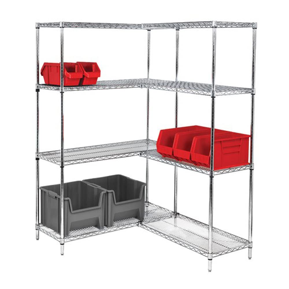 Wire Shelving, Starter Kit, 5-Sided Shelf, includes: (4) shelves, (4) posts and (16) split sleeves, chrome plated finish, suitable for dry environments, NSF, shipped KD