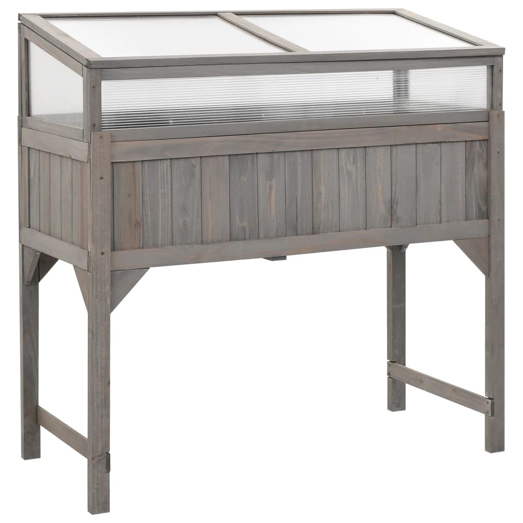 vidaXL Raised Bed with Greenhouse 43.3x21.3"x47.2" Solid Fir Wood"