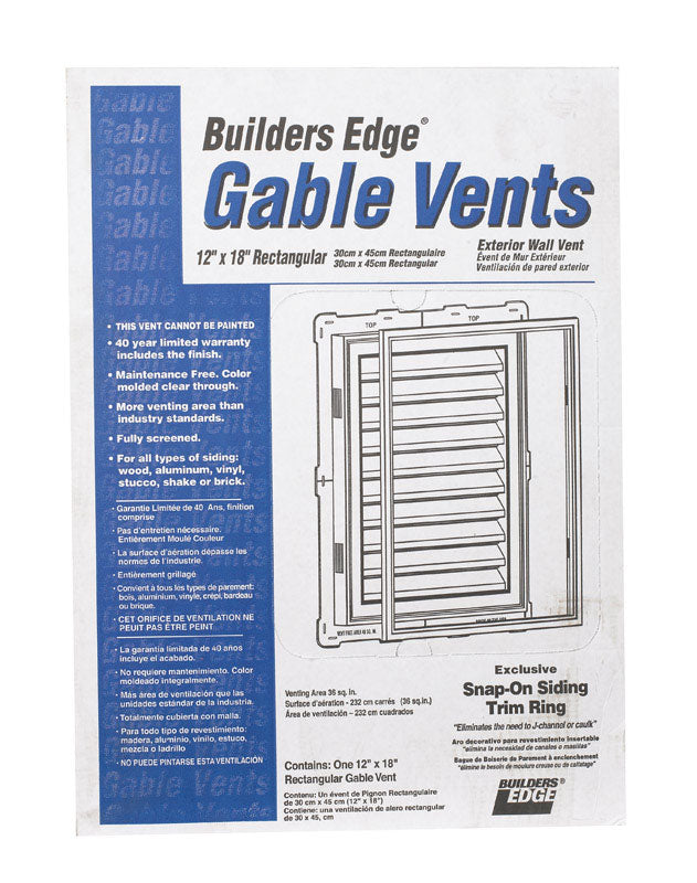Gable Vent 12X18Wht (Pack Of 1)