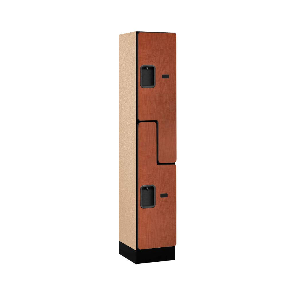 12 Wide Double Tier S Style Designer Wood Locker - 1 Wide - 5 Feet High - 15 Inches Deep - Cherry