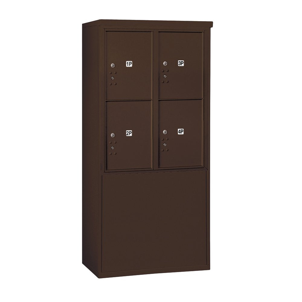 10 Door High Free-Standing 4C Horizontal Parcel Locker with 4 Parcel Lockers in Bronze with USPS Access