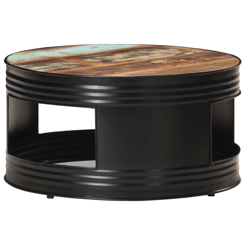 vidaXL Coffee Table Black  26.8x26.8"x14.2" Solid Reclaimed Wood"
