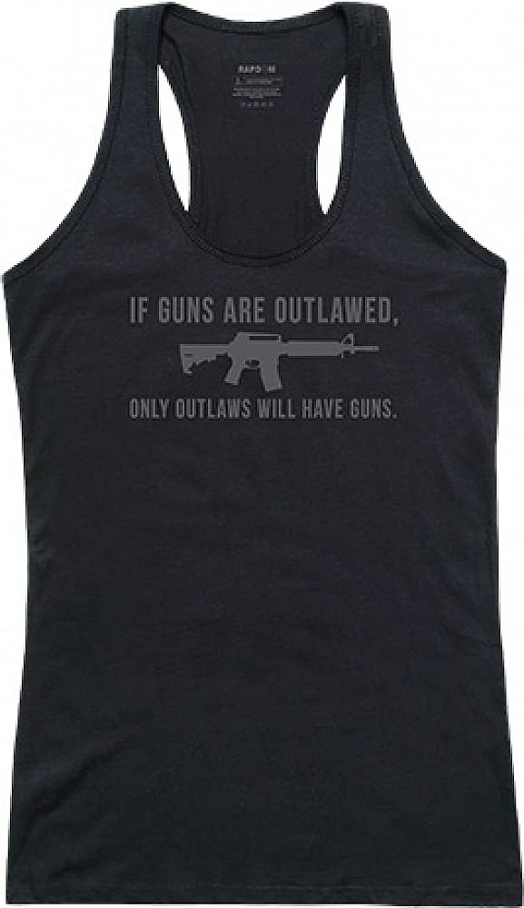 Womens Graphic Tank, Outlawed, Black, S