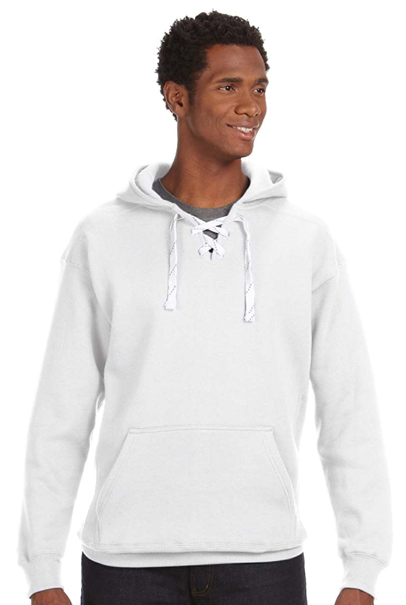 J. America Sport Lace Hooded Sweatshirt - White, M