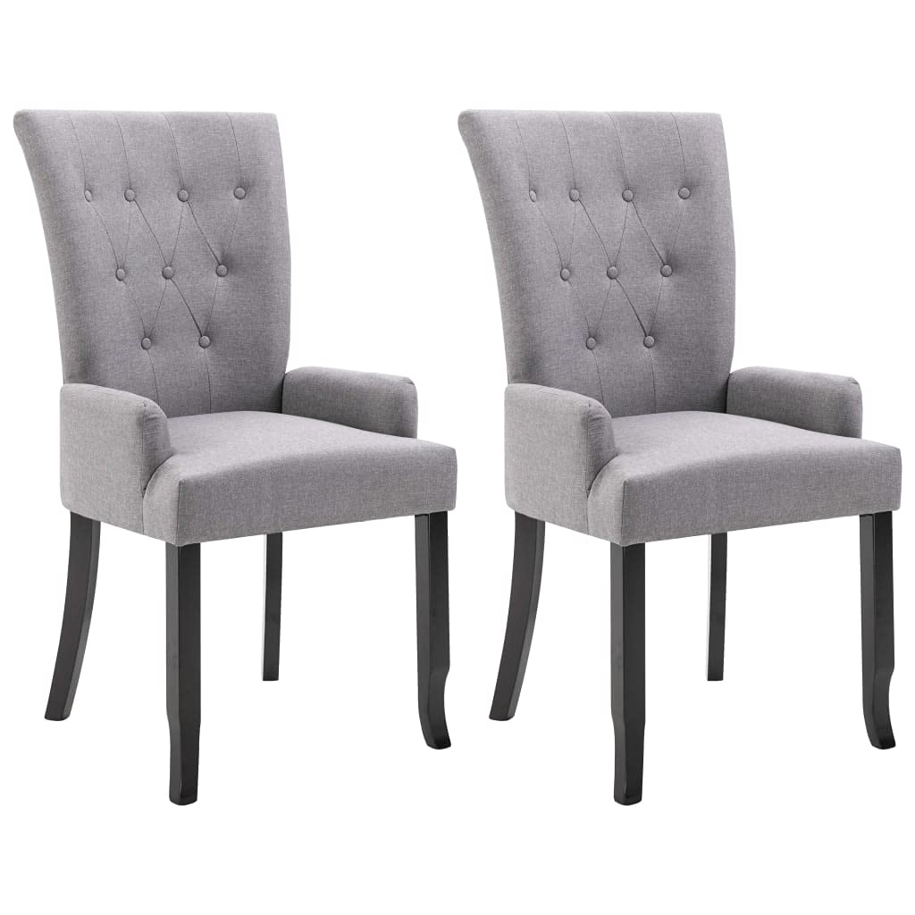 Dining Chairs with Armrests 2 pcs Light Gray Fabric