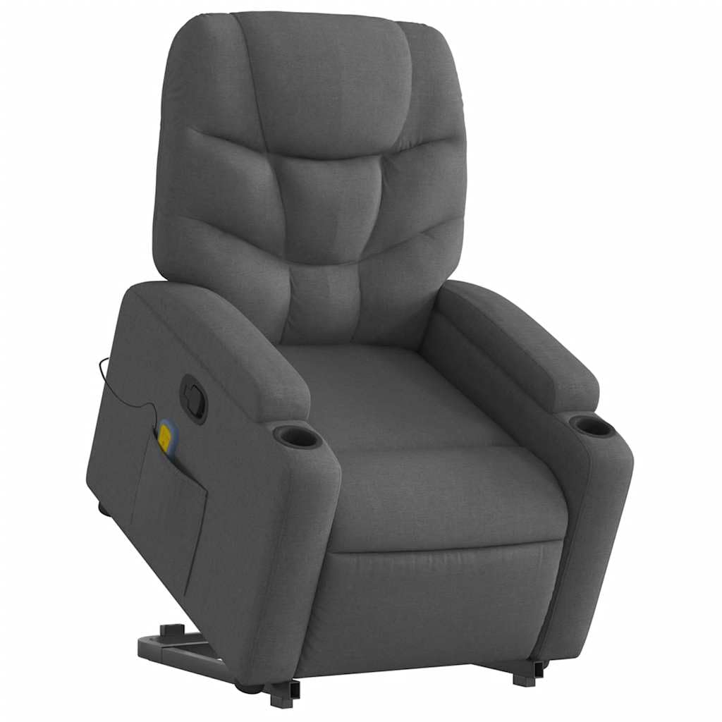 vidaXL Stand up Massage Recliner Chair Dark Gray Fabric