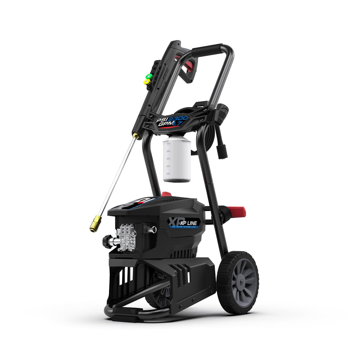 AR Blue Clean BCXP23000P Electric Pressure Washer-2300 PSI, 1.7 GPM, 13 Amps Quick Connect Accessories, Two Wheel Trolley, On Board Storage, Portable Pressure Washer, High Pressure, Car washer, Patio