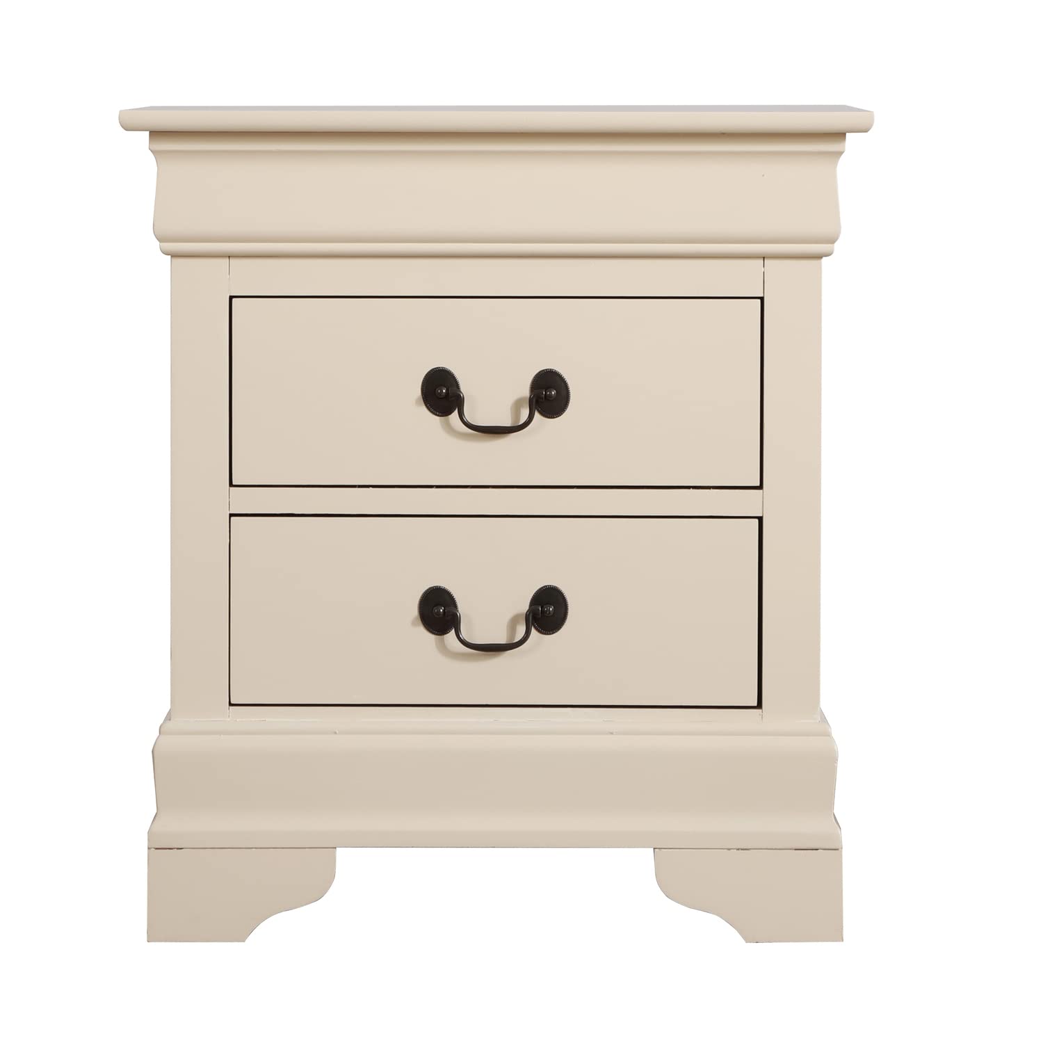 Louis Philippe 2-Drawer Beige Nightstand (24 in. H X 22 in. W X 16 in. D)