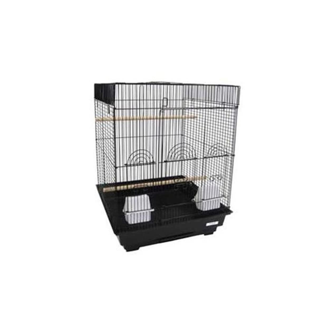 5924 3/8 Bar Spacing Flat Top Small Bird Cage  - 18″x18″ In Black