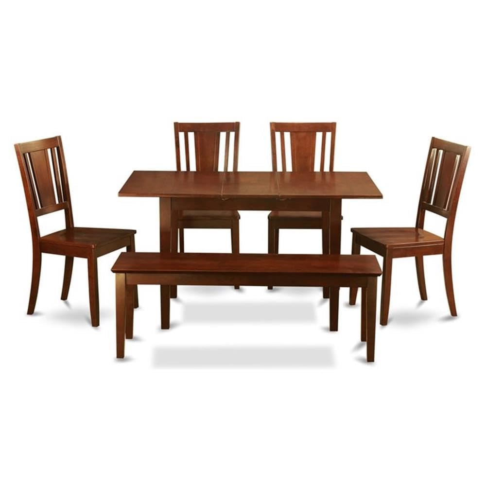 6  Pc  Small  Kitchen  nook  Dining  set  -Table  with  Leaf  and  4  Chairs  plus  Bench