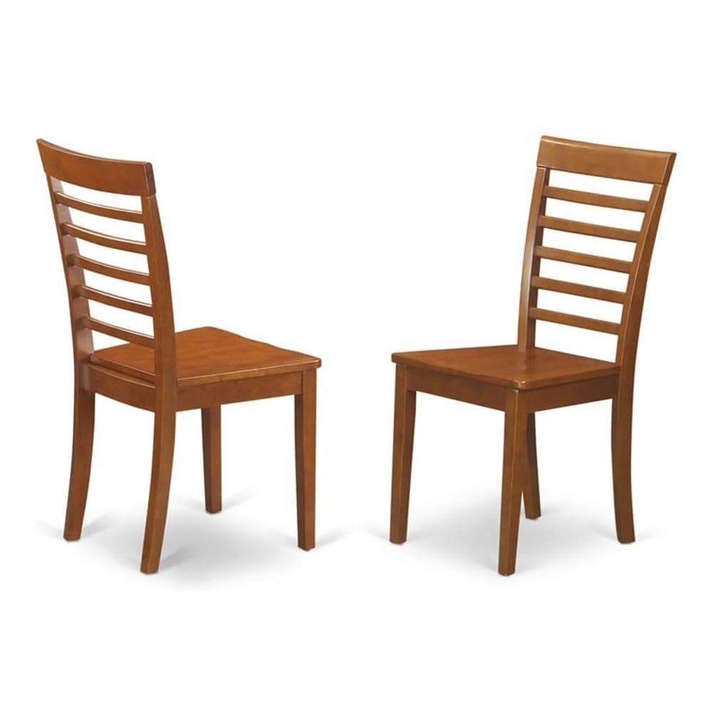 Milan  kitchen  chair  with  Wood  Seat  -  Saddle  Brown  Finish,  Set  of  2