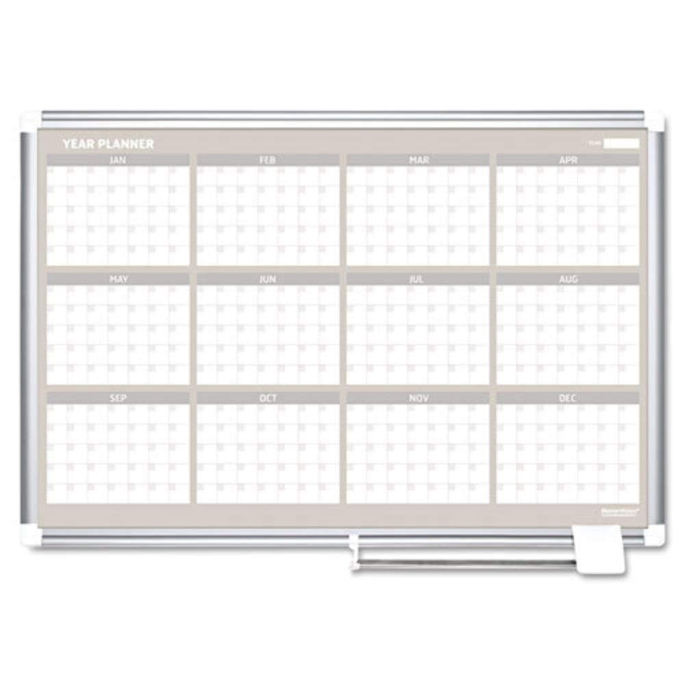 MasterVision 24 x 36 Inches Magnetic Gold Ultra 12 Month Planner Traditional Format, Aluminum Frame (GA03106830),White,Small
