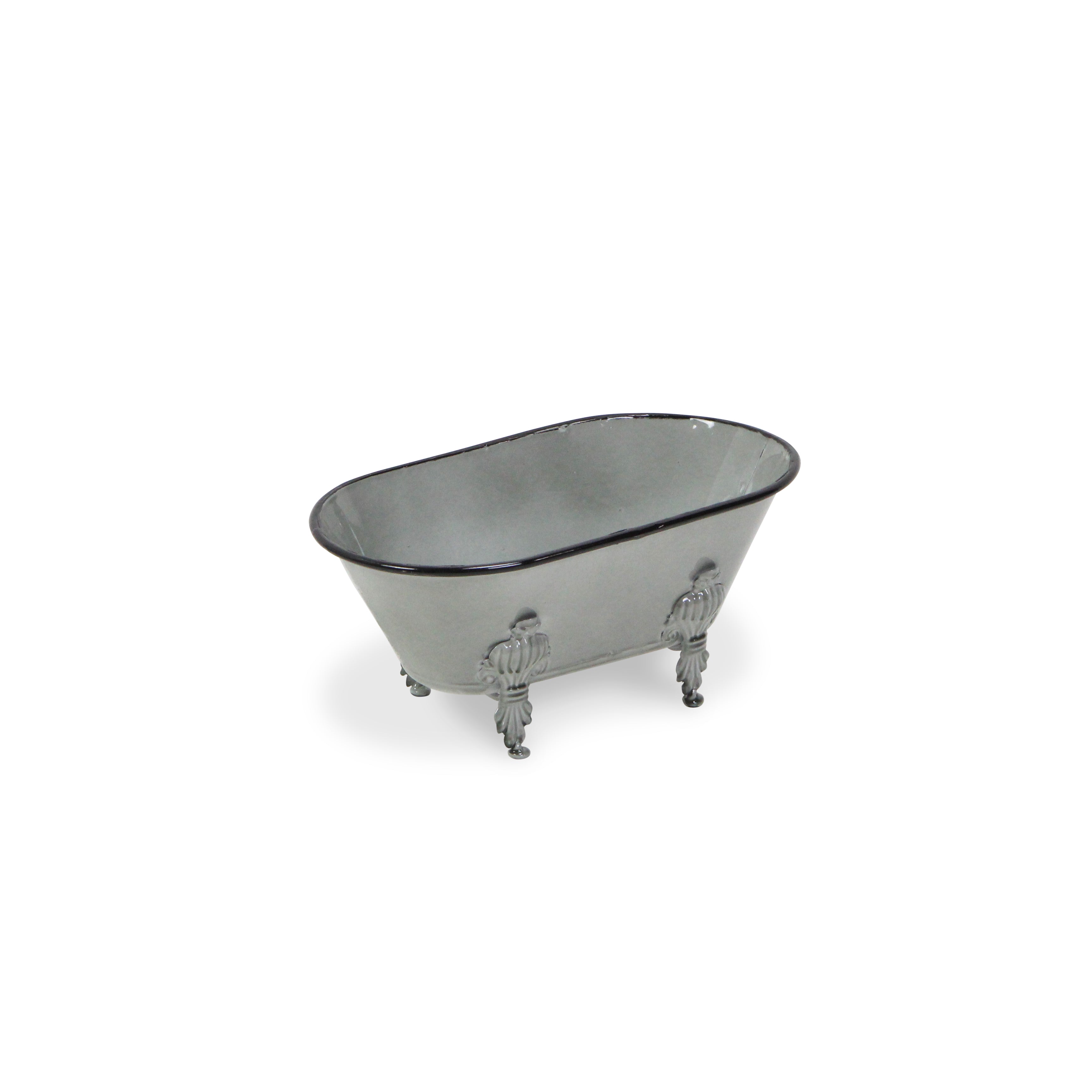 Lavande Metal Fleur-De-Lis Tub Decor - Small - Gray