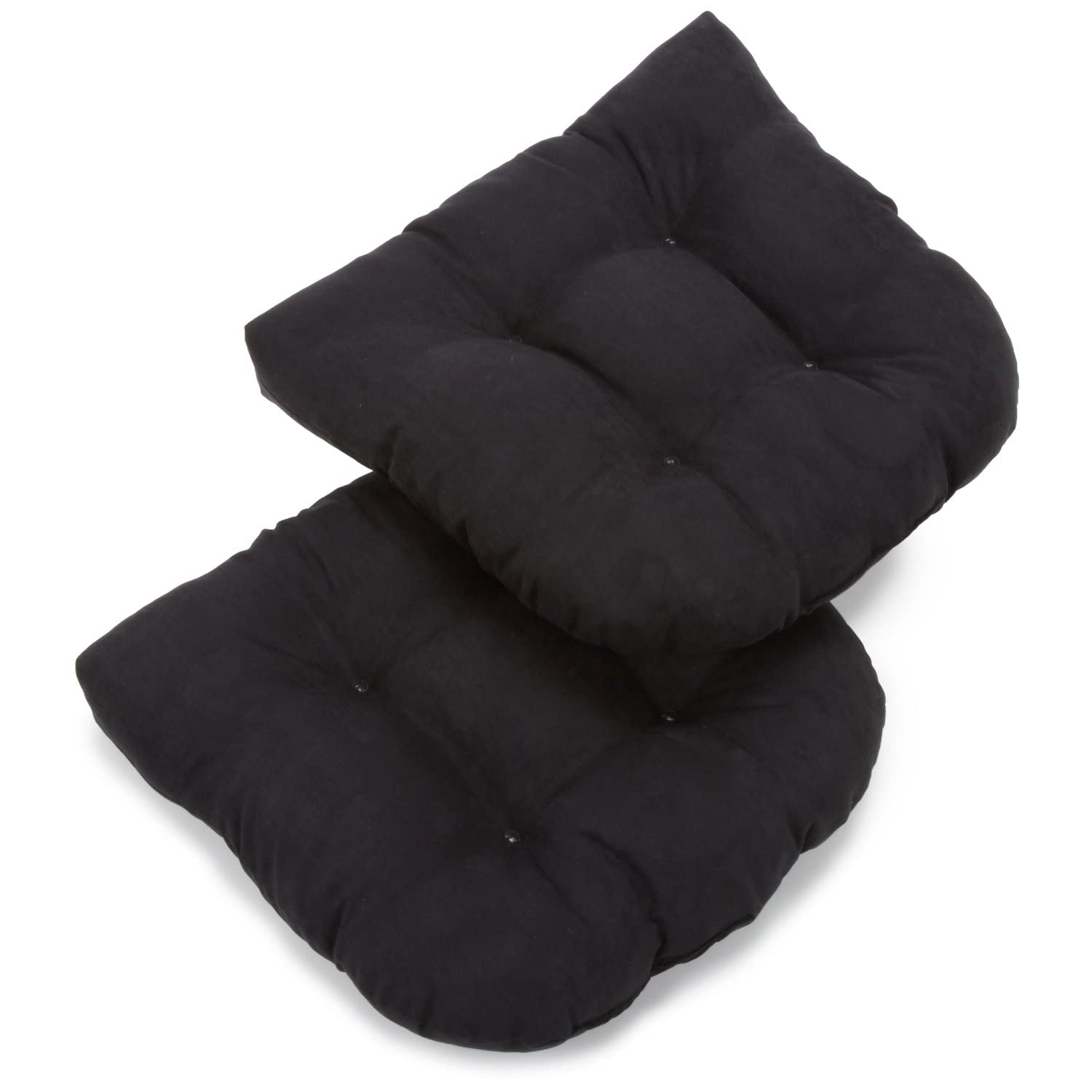 19-inch U-Shaped Micro Suede Tufted Dining Chair Cushion (Set of 2) - Black