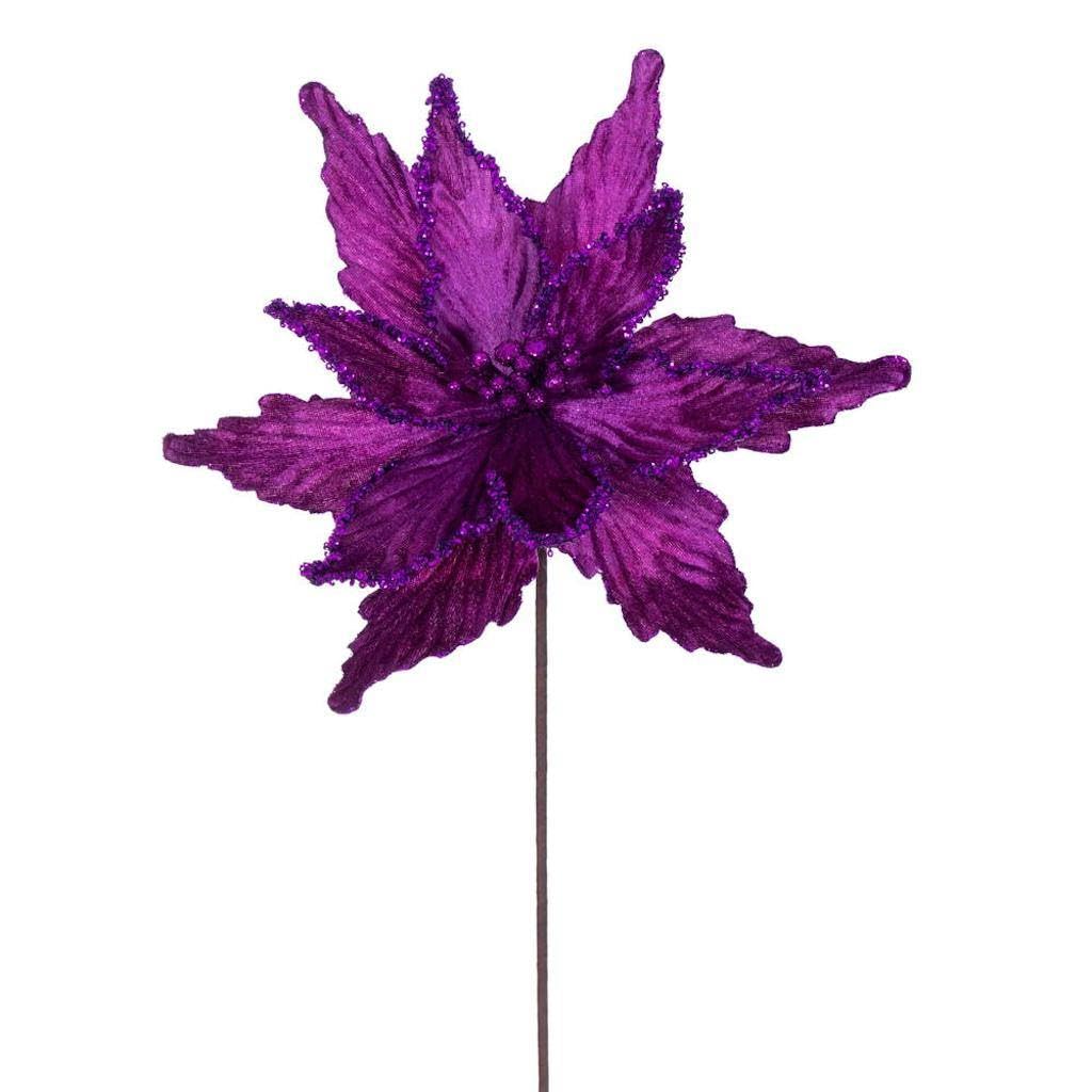 Casafoyer 21.5” Plum Poinsettia 12” Flower 6/Bag - (Pack Of 2)