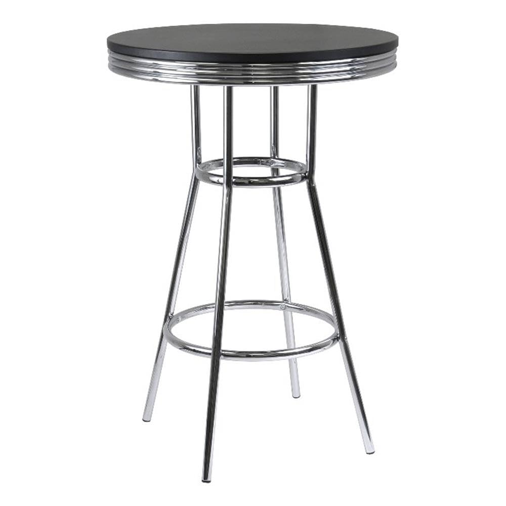 Summit Round High Table, Black and Chrome
