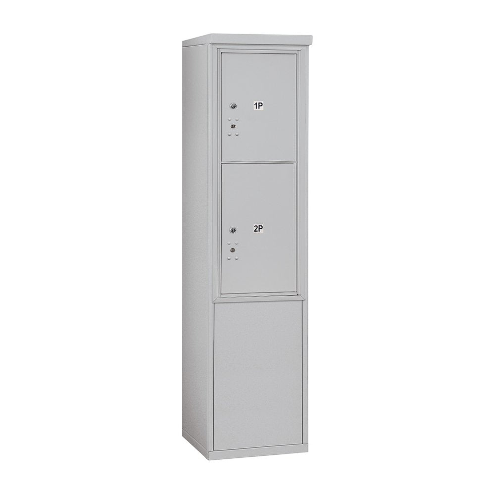 11 Door High Free-Standing 4C Horizontal Parcel Locker with 2 Parcel Lockers in Aluminum with Private Access